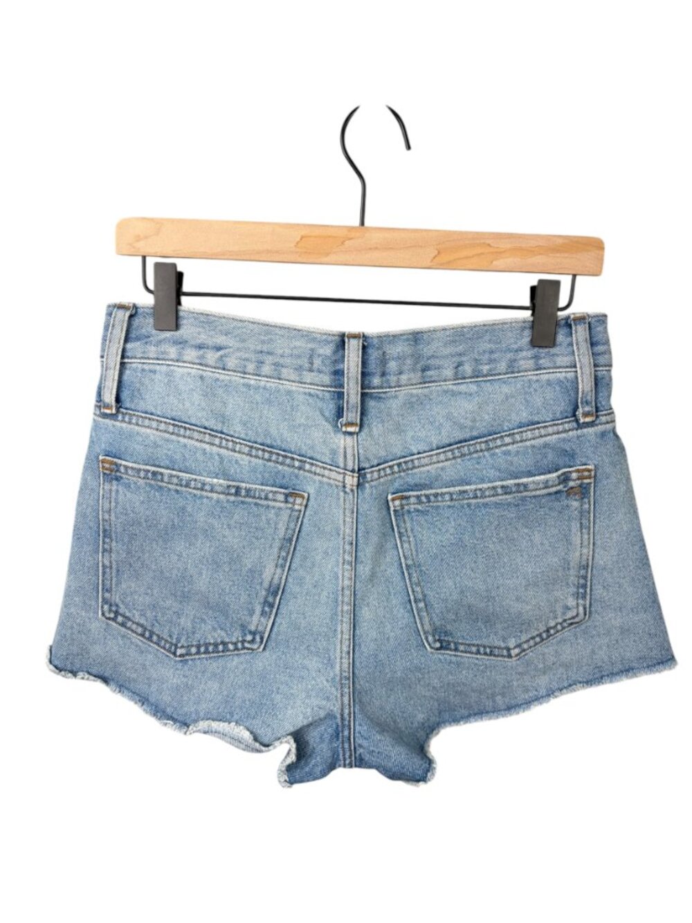 Madewell Relaxed Denim Shorts 25 Button Fly Ripped Raw Hem Rigid Cotton Casual - Picture 3 of 5